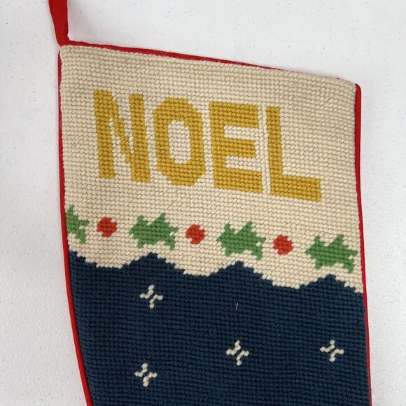 Vintage Needlepoint Wool Christmas Stocking Snowman 19.5" Imperial Elegance - Picture 4 of 6